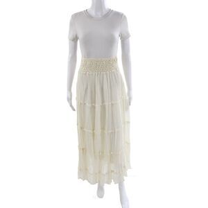Jens Pirate Booty Womens Ivory Maxi Boho Cotton Pull On Skirt Size PS